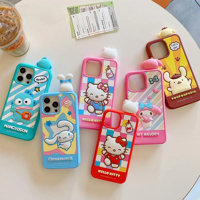 Sanrio Hello Kitty Hangyodon  Kuromi phone Case Cartoon Anime For Phone 13 14 15 Pro Max Soft Bumper Silicone Hard Cover Case