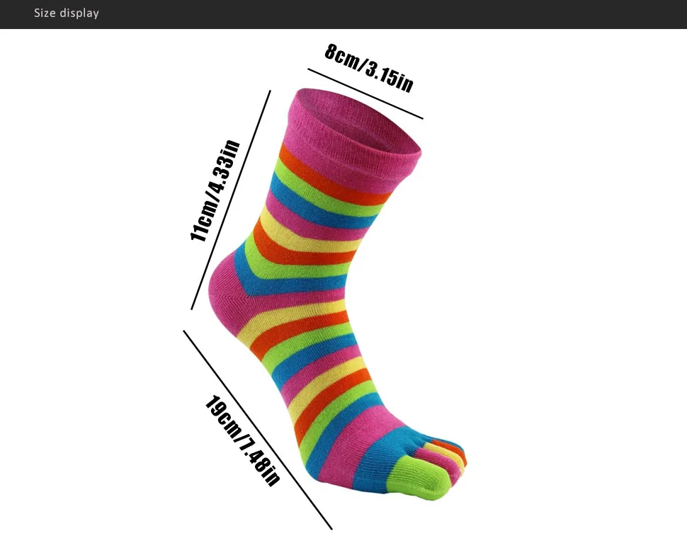 1/6 Paar Damen-Fünf-Finger-Socken, kurze Baumwollsocken, bunt, Regenbogenfarben, lässig, modisch, atmungsaktiv, warm, Harajuku, Happy Toe Socken, für Studenten – Detail 1