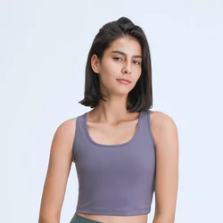 Nepoagym Women Workout Crop Tank Top with Shelf Built In Bra Running Top with Removable Padding Sports Bra for Yoga Fitness Gym