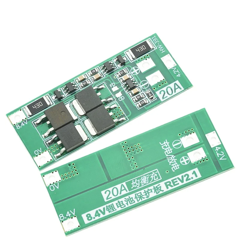 2S 7.4V/8.4V 18650 Lithium Battery Protection Board - 20A Current with Balancing Function, Balanced Version. .