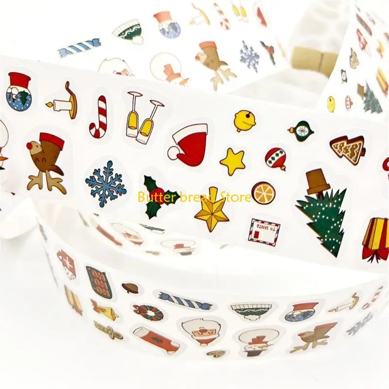 W89C 300 Counts Christmas Theme Sticker Cartoon Sticker for Packaging Journal Planner