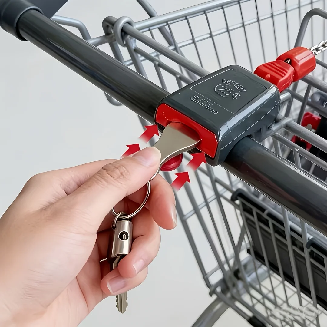 2Pcs Shopping Cart Token Keychain Multifunctional Cart Coin Trolley Token Anti-Lost Backpack Pendant With Bottle Opener Portable