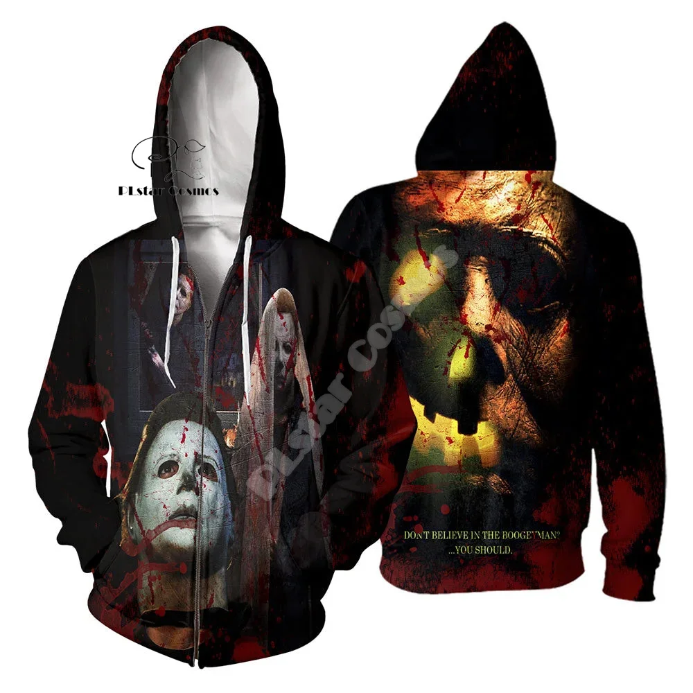 Cosplay Halloween Horror Terror Movie Michael Myers Vintage Retro Graffiti 3DPrint Pullover Streetwear Casual Jacket Hoodies N29