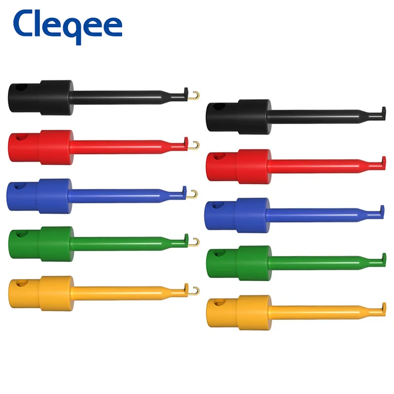 Imagem -01 - Cleqee P5001 10 Peças ic Teste Gancho Clipe Sonda de Teste para Testes Eletrônicos Smd Mini Grabber Soldagem Faça Você Mesmo Conector Cobre Acessórios cleqee p5001 10 pecas ic teste gancho clipe sonda de teste para testes eletronicos smd mini grabber soldagem faca voce mesmo conector cobre acessorios 01