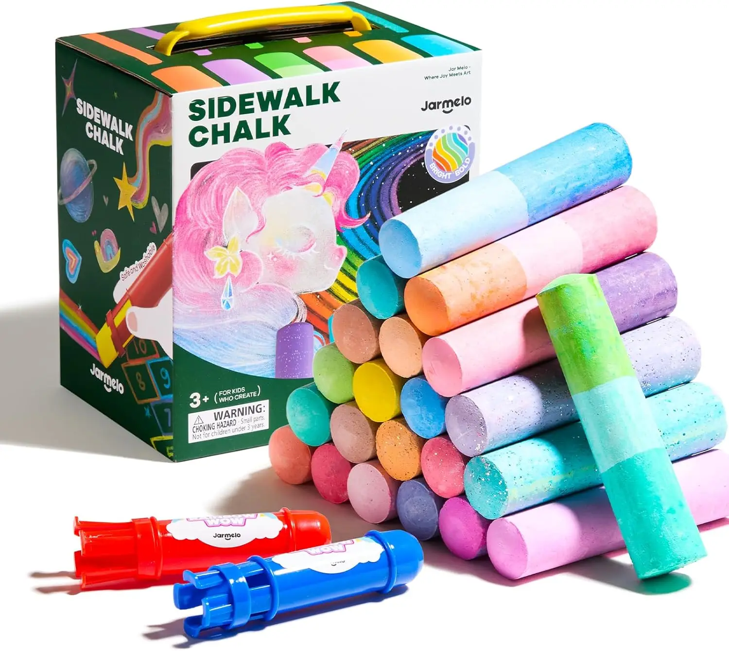 

26 PCS Sidewalk Chalk for Kids with Holder - Jumbo Washable Chalks for Outdoor Play and Chalkboard Art