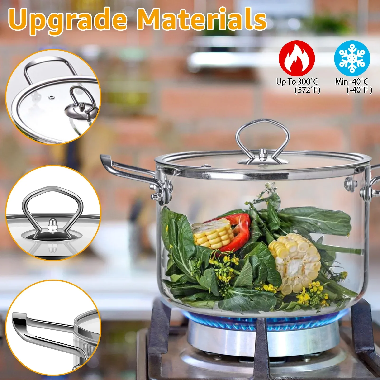 Glass Cooking Pan 2.5L/3.5L with Lid for Stove High Borosilicate Transparent Simmer Pot for Tea Cooking Soup Kitchen Tools