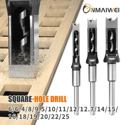 1Pcs 6-25mm HSS Square hole drill Woodworking Drill Auger Mortising Chisel Drill Set DIY Furniture Square Woodworking drill