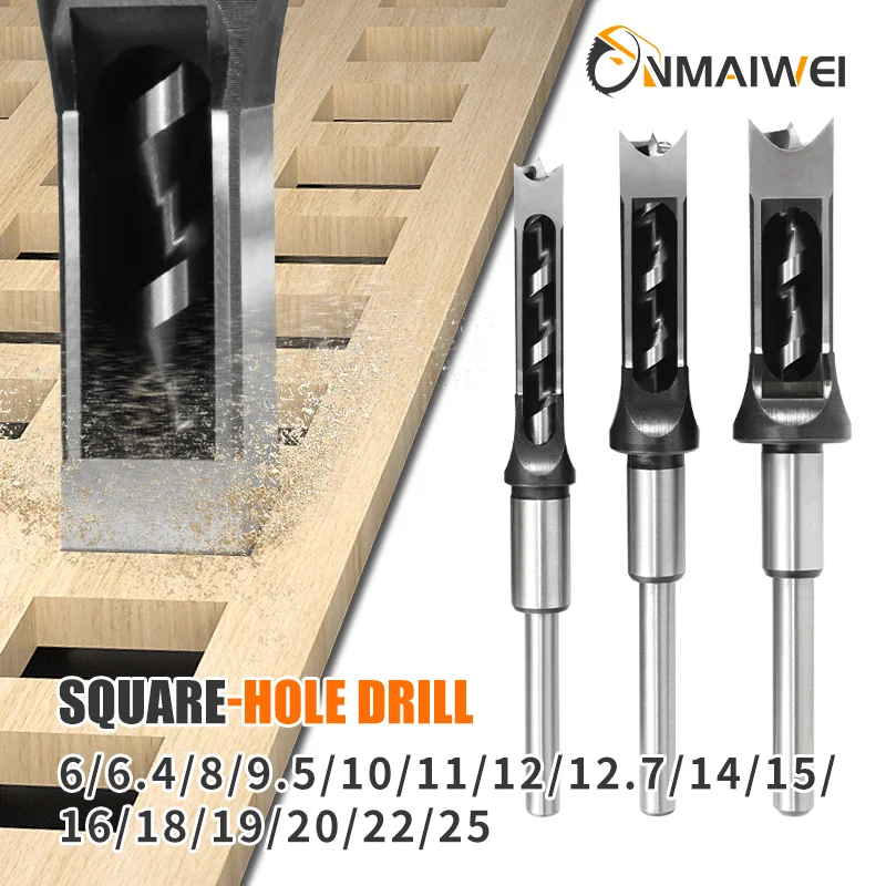 1Pcs 6-25mm HSS Square hole drill Woodworking Drill Auger Mortising Chisel Drill Set DIY Furniture Square Woodworking drill
