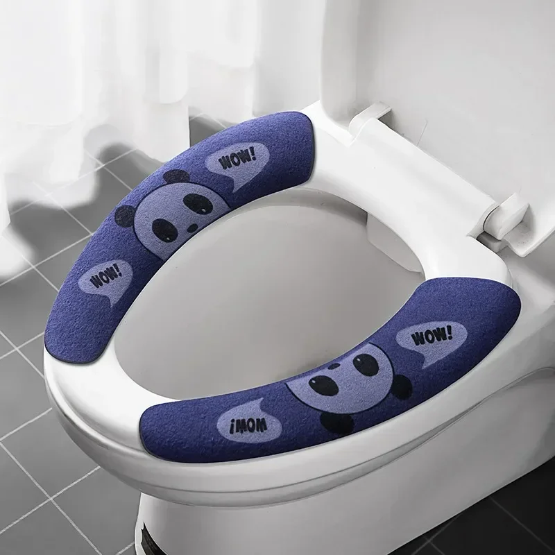 Universal Toilet Seat Cover Soft Cartoon WC Paste Toilet Sticky Seat Pad Washable Bathroom Warmer Seat Lid Cover Pad Cushion