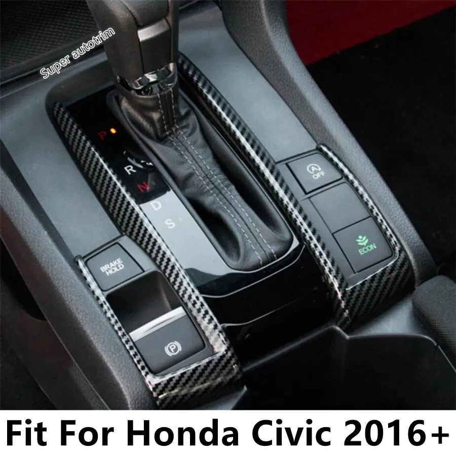 

Car Central Control Gear Shift Box Frame Panel Cover Trim Red / Carbon Fiber Interior Accessories For Honda Civic 2016 - 2020