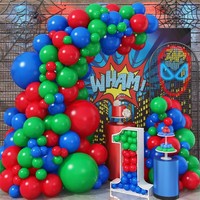125Pcs Blue Red Green Latex Balloons Garland Arch Kit Birthday Party Baby Shower Graduation Kid's Boys Masks Party Decorations