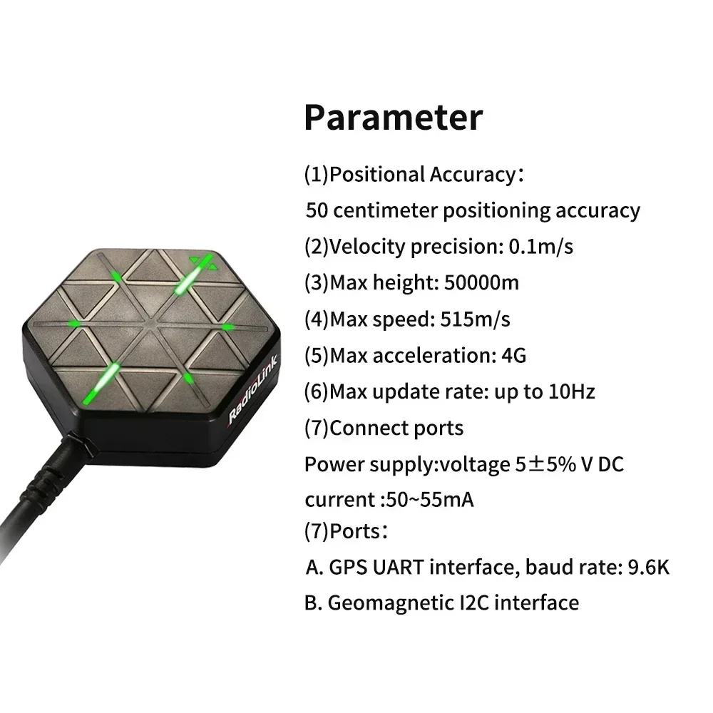 وحدة Radiolink M10N GPS SE100 عالية الدقة الموضعية تعمل مع GLONASS/BeiDou لوحدة التحكم في الطيران APM PX4 Pixhawk 2.4.8