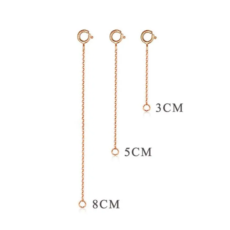 2Pcs 3/5/8cm 925 Sterling Silver Extended Chain with Lobster Claps Connector Extension chain for Necklace Bracelet DIY Jewelry