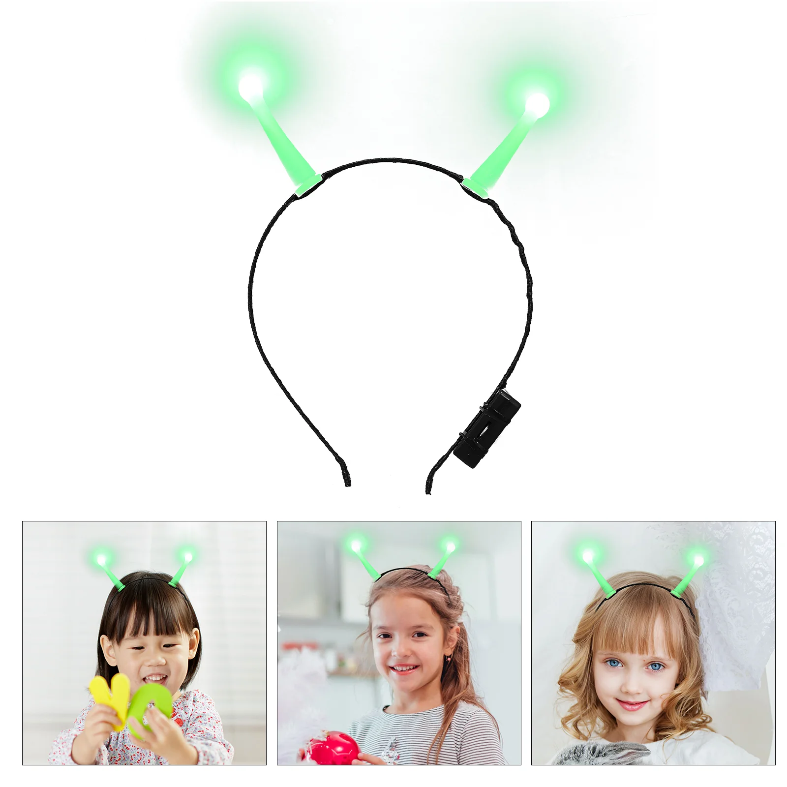 LED Glowing Alien Headband Miss Man Halloween Costume Shirt Plastic Hair Accessories Boppers