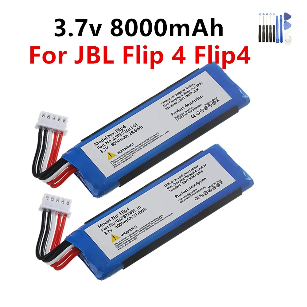 Аккумулятор 3.7V 8000mAh для JBL Flip 4, перезаряжаемые батареи GSP872693 01 для колонки JBL Special Edition, литиевая батарея