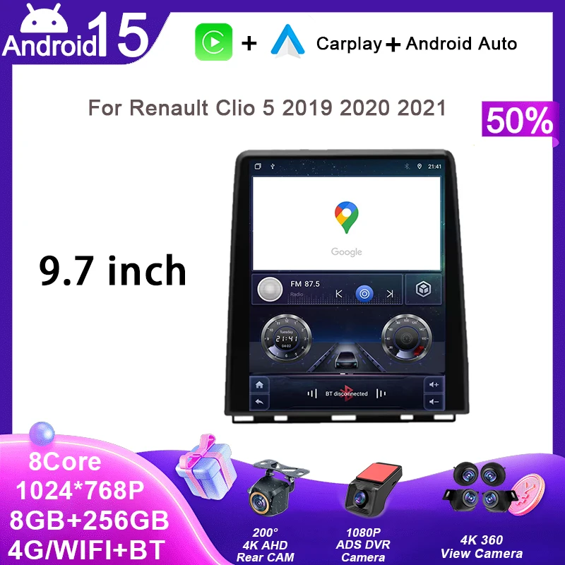 مشغل فيديو أندرويد لرينو كليو 5 2019 2020 2021 راديو السيارة التلقائي نظام تحديد المواقع والملاحة الوسائط المتعددة ستيريو Carplay No 2din DVD #3
