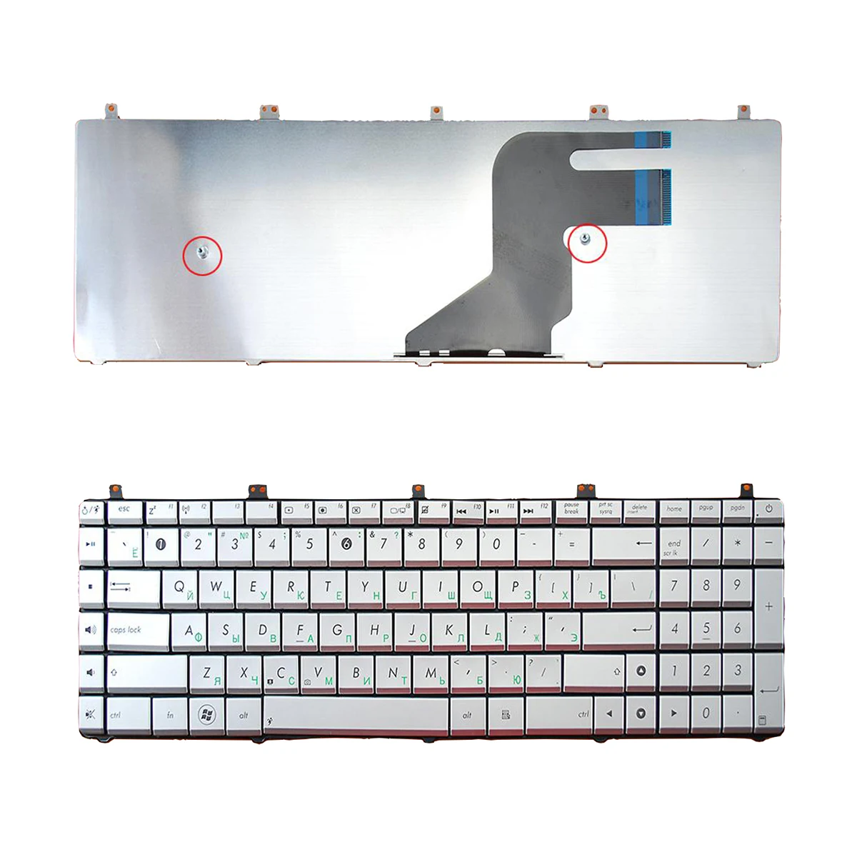 new Russian Layout RU Laptop Keyboard for Asus N55 N55S N55SL N55SF N55X N75S N75SF N75SL Silver replacement keyboard