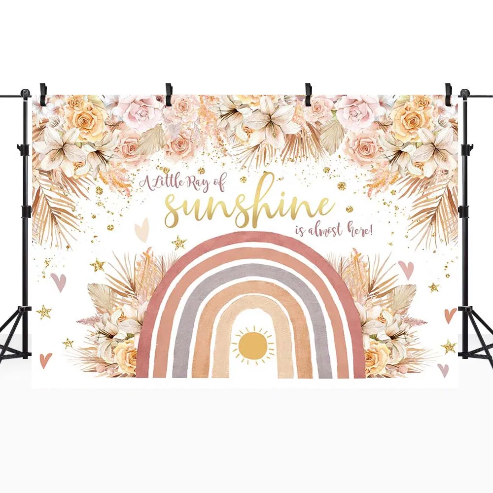 Mocsicka богемный Радужный детский душ фон для фотосъемки в стиле бохо цветок пампасы трава девушка первое причастие фото фон для студии