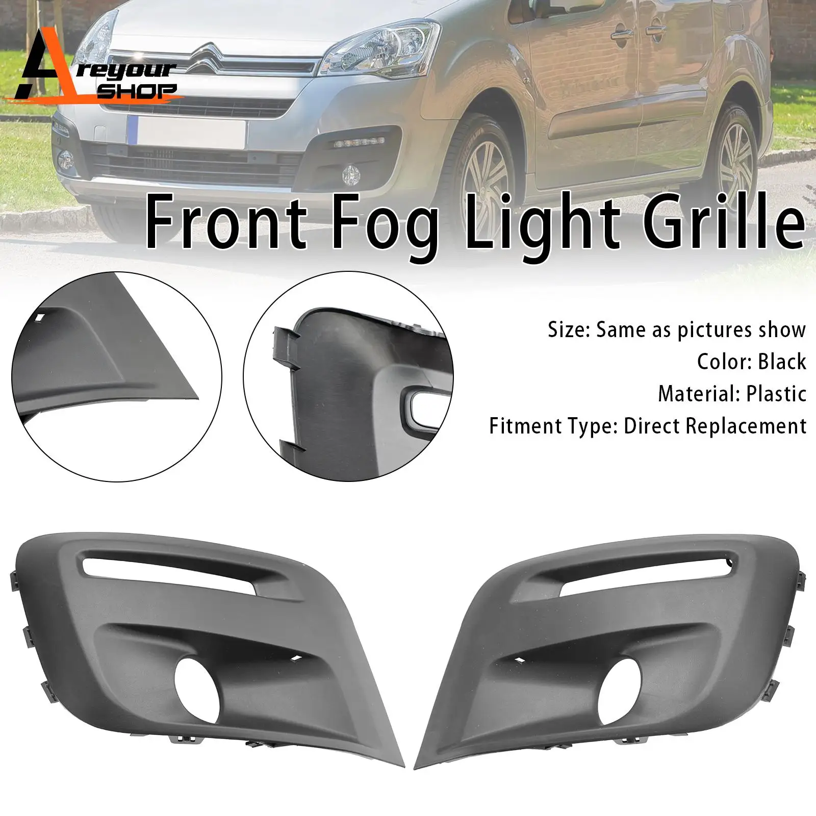 

Front Bumper Foglight Grille Fit for Citroen Berlingo Fit for Peugeot Partner 2015 2016 2017 2018