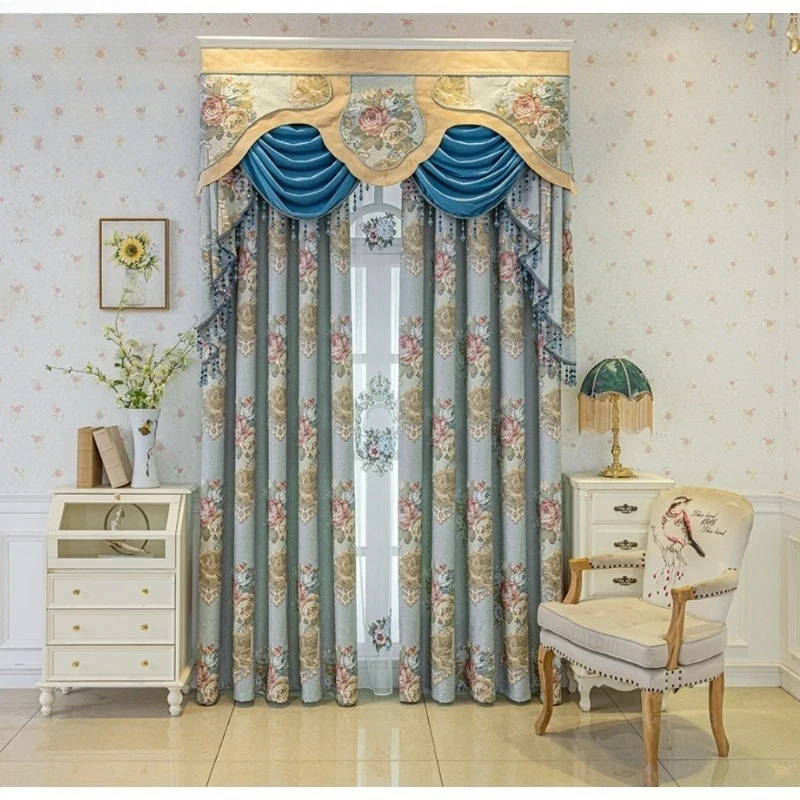 Custom  Size！！European Style High-end Luxury Atmospheric Chenille Blackout Curtains for Living Dining Room Bedroom Decor Window