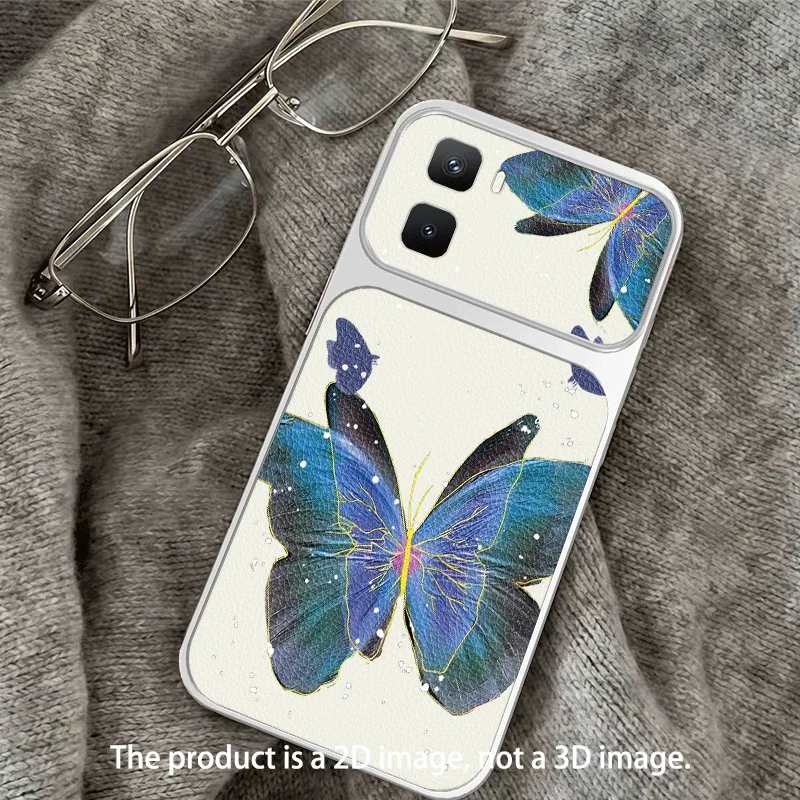 Large Window Case For Infinix GT 50 Pro Protective Cover Leather Texture Butterfly Pattern Painted