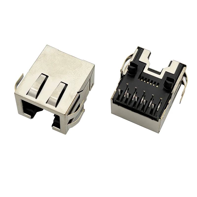 10PCS RJ50 shielded copper shell spring 10P10C socket 3.05 horizontal 90° RJ48 female connector 10-pin foot