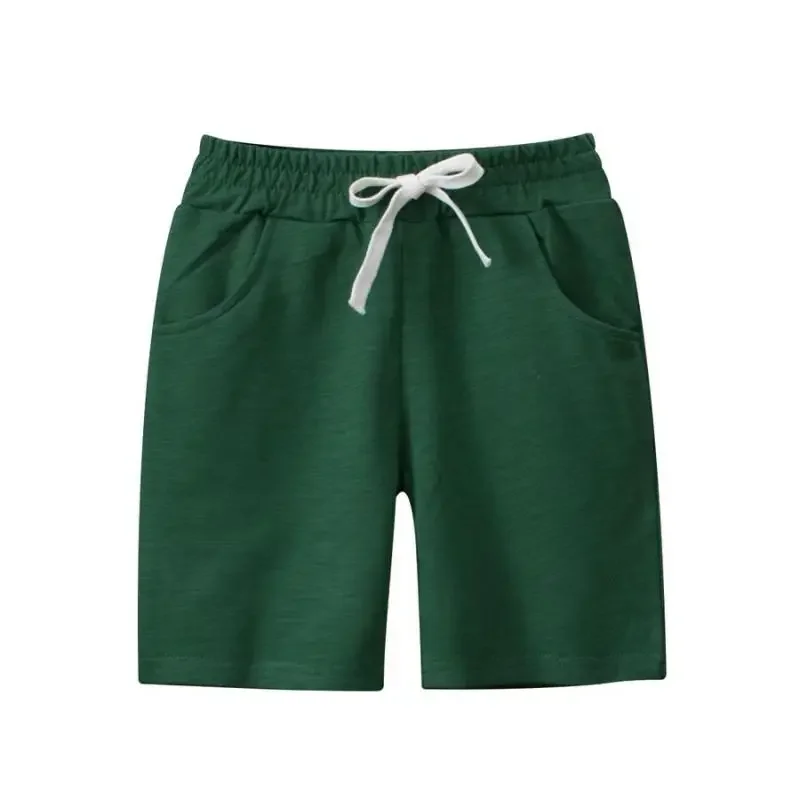 Children's Elastic Waist Casual Shorts , Summer Solid Color 100% Cotton Short Pants For Boys , Kid's Soft Trousers Clothes H11-1