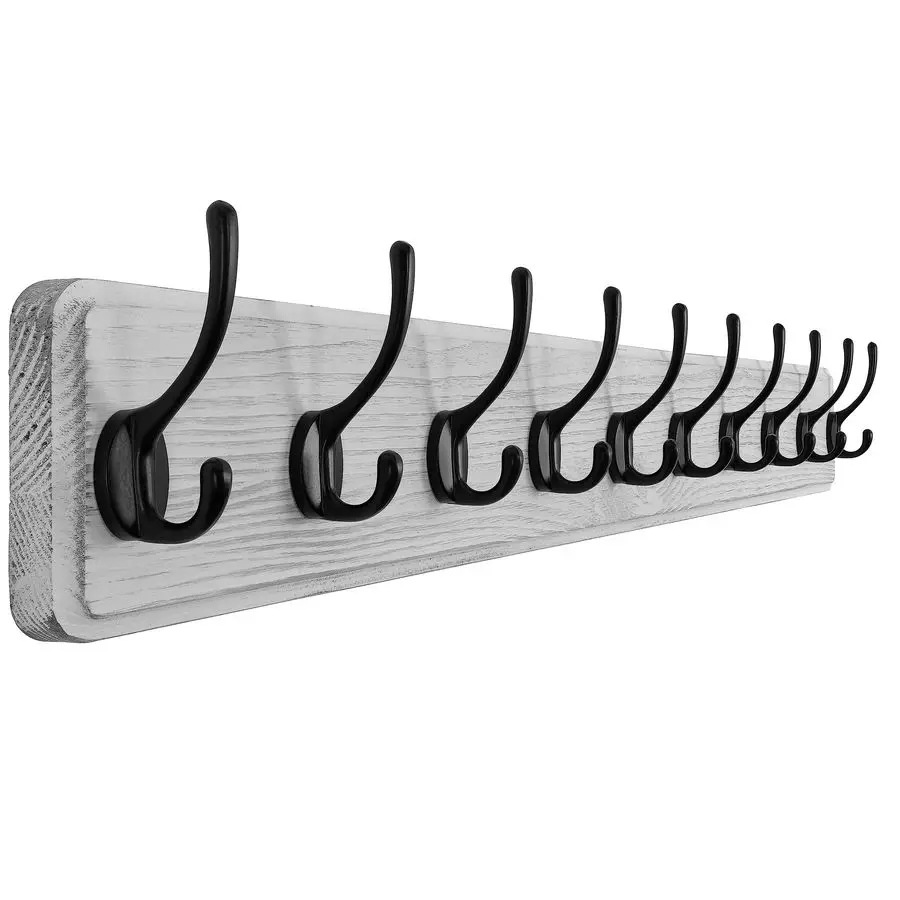 

Farmhouse Style Large Wall Mounted Coat Rack38.6 Long, Pine Solid Wood Coat Hook Hanger 10 Hooks for Hanging Clothes Robes Towel