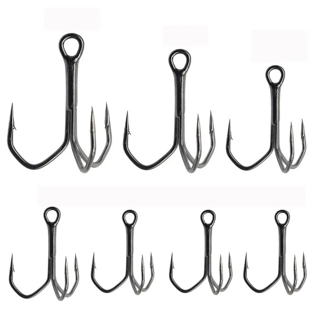 10PCS/Set New anti-rust Ahite Nickel Lure Barbed Hooks Fishhooks Treble Jig High Carbon Steel Fishing Tackle