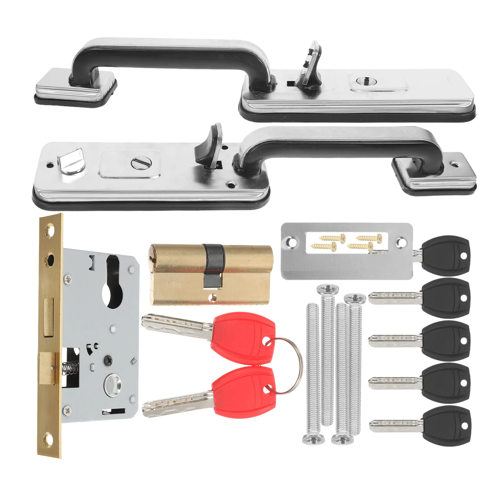 

1Set Security Door Lock with Handle Anti Theft Front Entry Door Knob Heavy Duty Exterior Construction for Home Store Protection