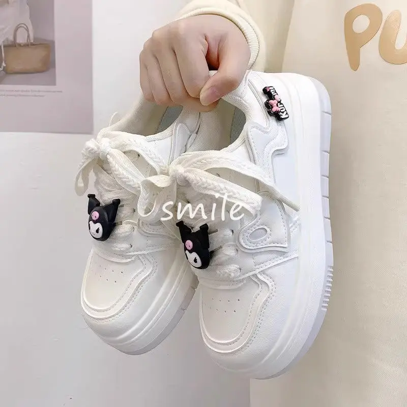 

Sweet Kuromi Anime Kawaii Sanrio Ins Thick Soled Small White Shoes Female Cute Cartoon Casual Sports Board Sneakers Gifts Toys
