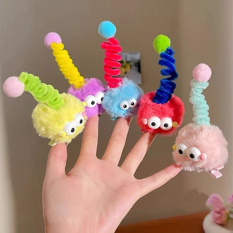 Funny Doll Hairpins Clip Women Girl Cartoon Plush Little Monster Cute Antenna Briquettes Big Eye Doll Headwear Barrettes Jewelry