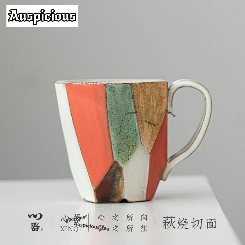 180ml Handmade Cut Side Rustic Coffee Mug Cappuccino Latte Cup Afternoon Tea Mug Beverage Bottle Personal Office Water Cup Cafes