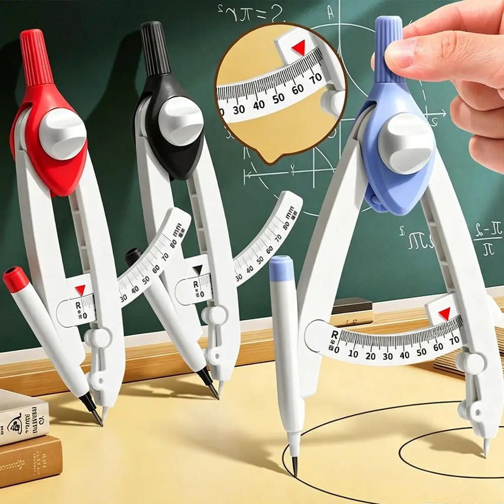 Digital Display Compass Safe No Metal with Replacement Pencil Leads Geometry Compass Lock-Distance Drawing Compass School Office