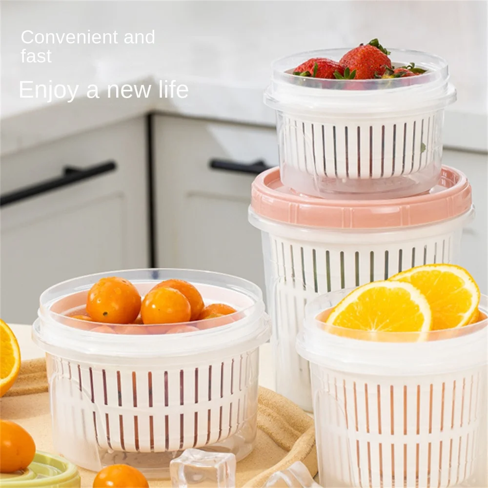 Plastic Refrigerator Storage Box Fresh-keeping Drain Basket Fridge Organizer Modern Minimalist Fruit Boxes Refrigerator Storage