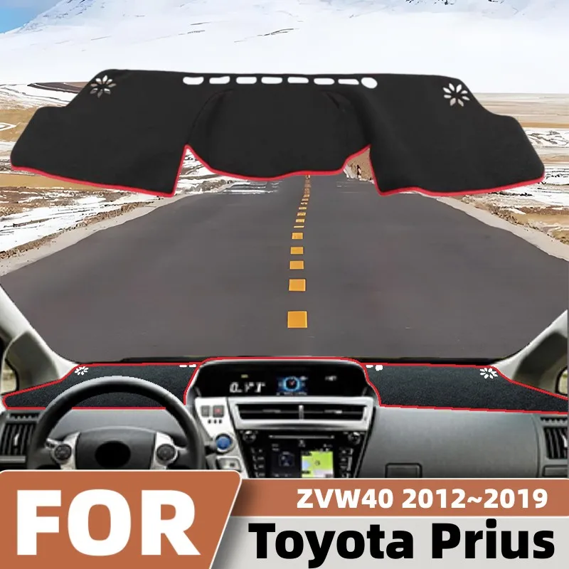 For Toyota Prius ZVW40 2012-2019 Car Dashboard Dustproof Trim Cover Sun Shade Anti-UV Carpet Protective Mat Internal Accessories