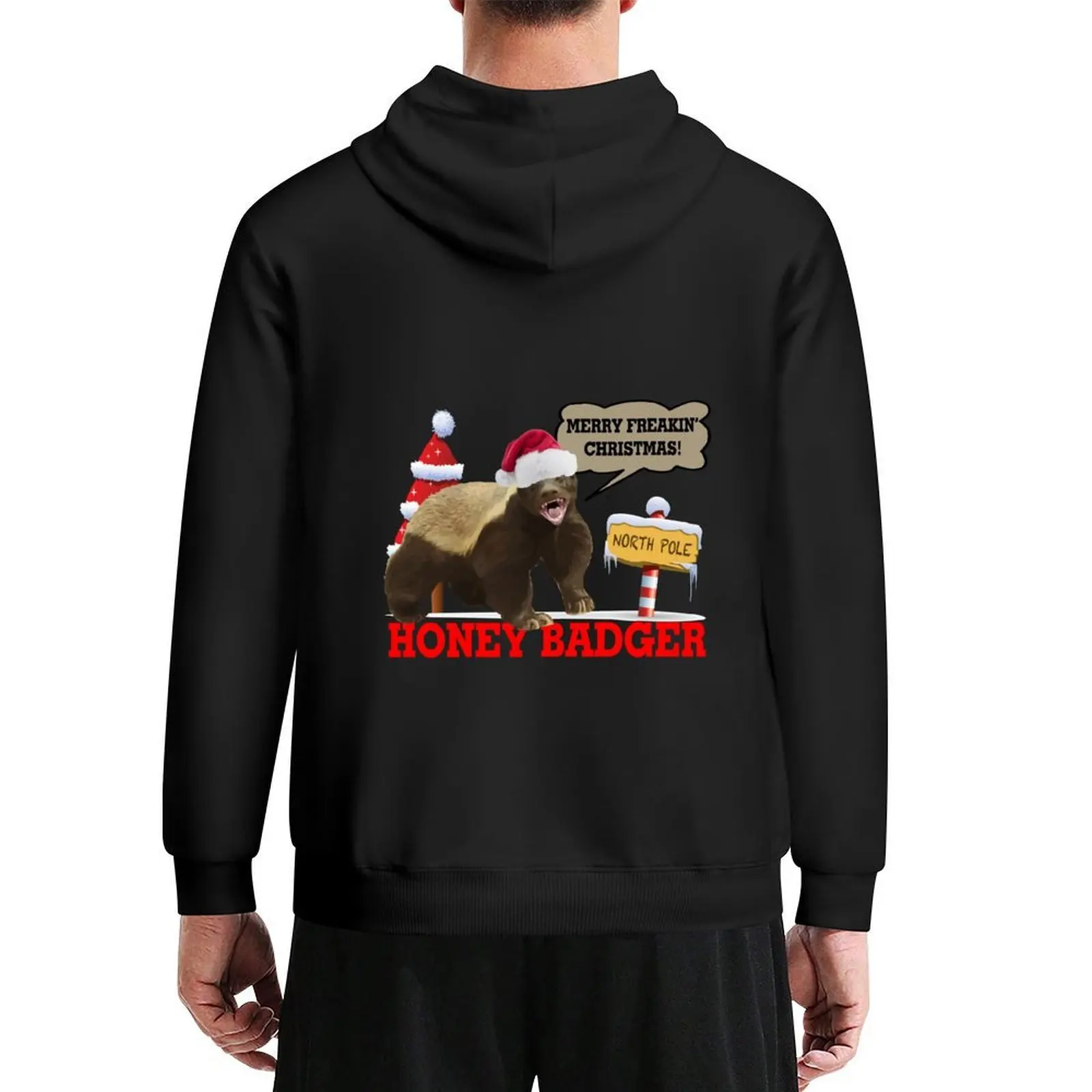 

Honey Badger Merry Freakin' Christmas Hoodie mens designer clothes men's clothing men clothing tracksuit
