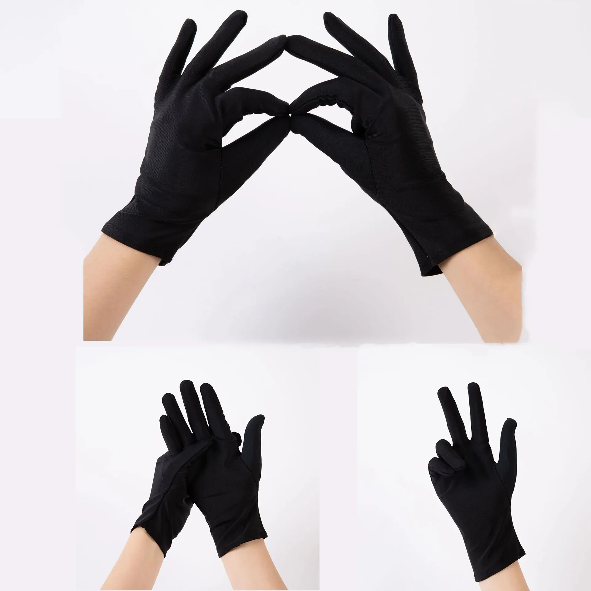 AliExpress 1 Pair  Men Black Etiquette Stretch Gloves Bike Motorcycle Thin Pure Silk Liner Gloves Skiing Walking Inner Gloves