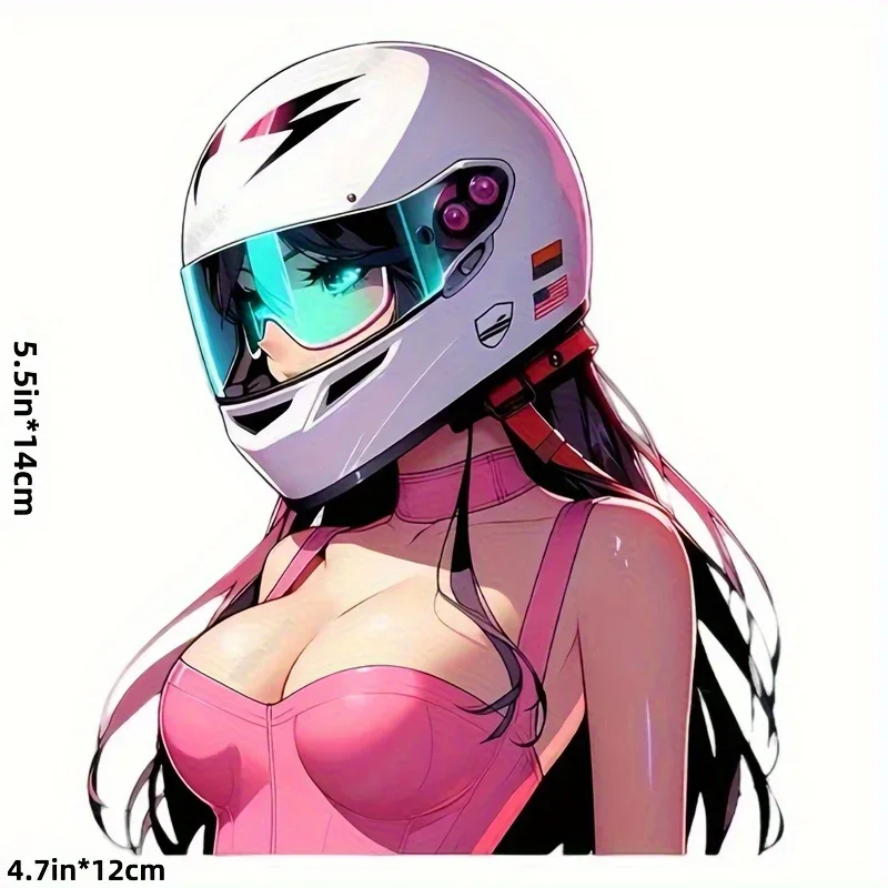 1PC Eye-Catching Anime Girl Racer Vinyl Sticker Waterproof Decal Bicycle Car Motorcycle Laptop Luggage Exterior Styling Decal view 4