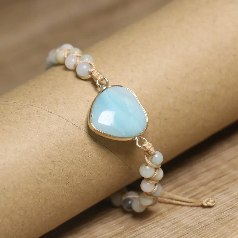 Tianhe Stone Peach Heart Weaving Bracelet Natural Turquoise Beads Double Layer Weaving Exquisite Craftsmanship Women's Jewelry