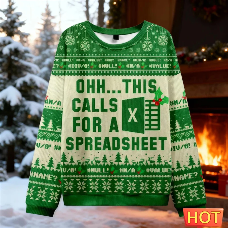

Ugly Christmas Sweater Excel pattern funny new Christmas Xmas Gift Data Analyst Xmas Sweaters 2026 Sweatshirts for men women