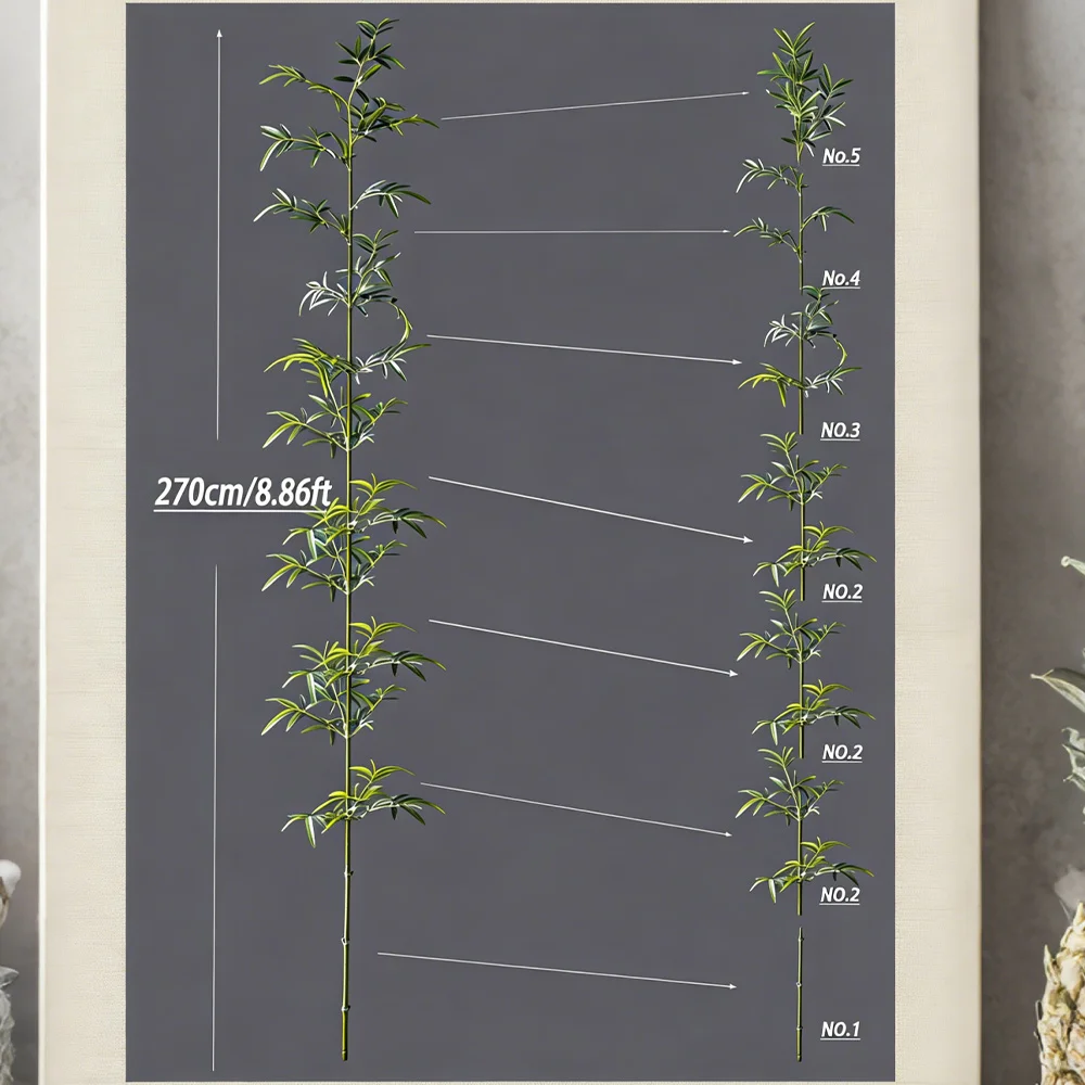 160-270 cm große künstliche Bambuspflanzen, künstliche Palme, Plastik-Bambusa-Blätter, tropischer Monstera-Baum für Haus, Garten, Laden, Dekoration – Detail 8