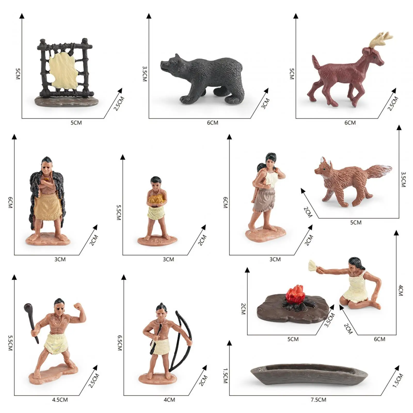 12 figuras indias, decoración de caja de arena en miniatura, figuras de acción en miniatura