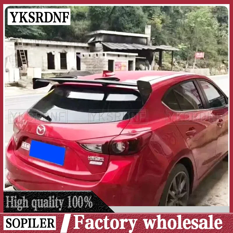 For Mazda 3 Hatchback Axela Roof Spoiler Accessories Car Trunk ABS Material Refit Black NEW Wing Tail Rear Lip 2014-2020 Year