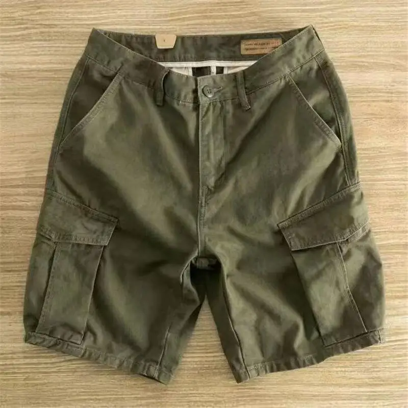 Men's Workwear Shorts Summer Loose Large Size Straight Leg Multi Pocket Dirt Resistant Wear Resistant Casual Five-Quarter Pants