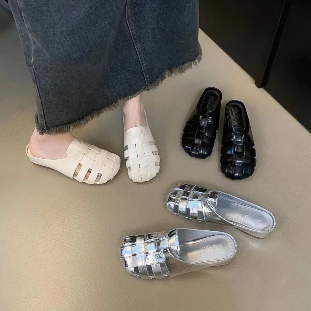 

Women's Wedge Slippers Sandals Comfortable Round Closed Toe Slip On Slides Braided Backless Mules Summer Loafer Casual Shoes