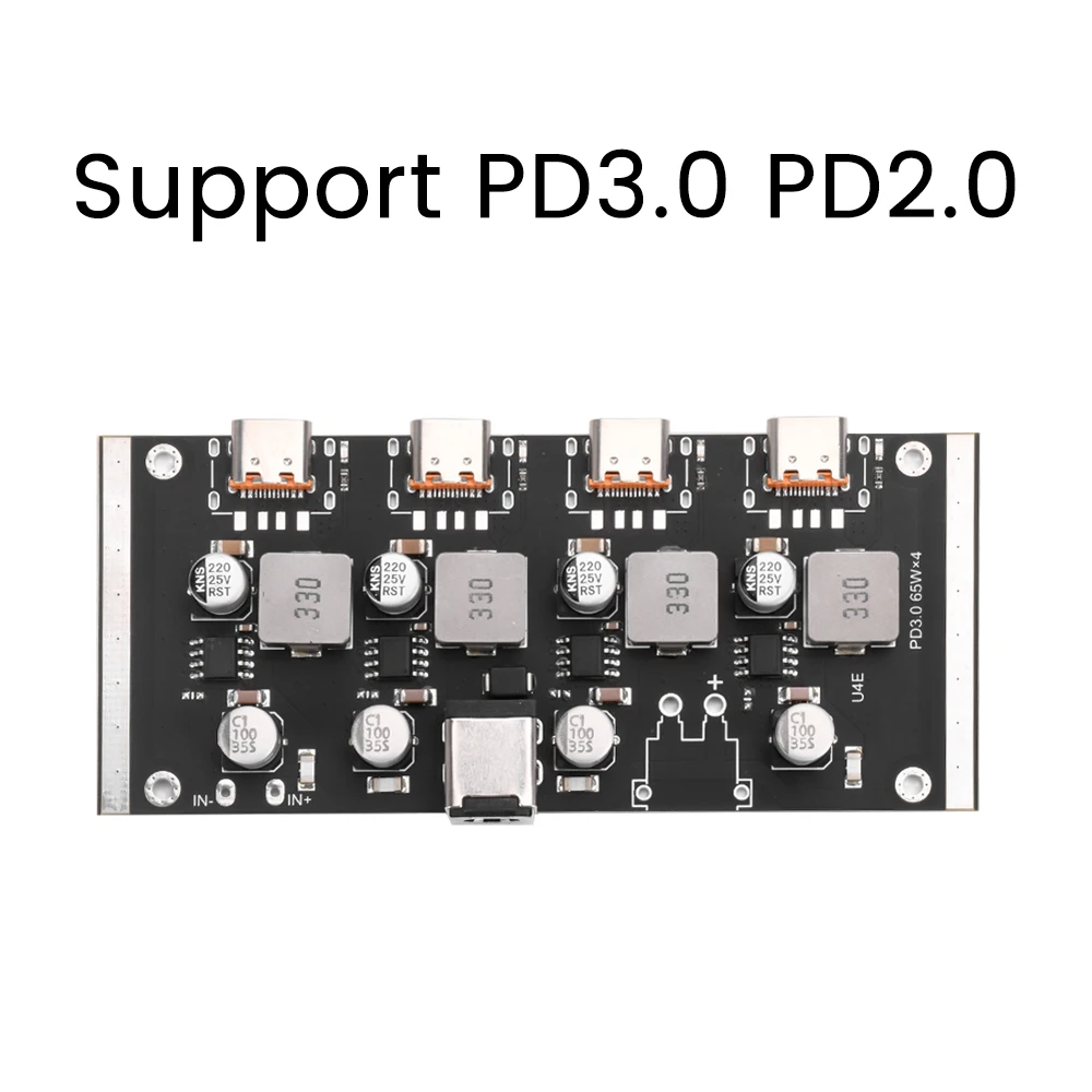 PD65W 4-way Fast Charger Module PD3.0/2.0 QC3.0/2.0 FCP AFC Type-C DC12-30V Quick Charging Board for Apple Huawei Samsung