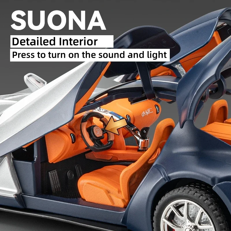 1/24 Bugatti Atlantic Diecast Speelgoedauto Miniatuur Klassiek Model Terugtrekken Geluid En Lichtcollectie Cadeau Voor Jongenskinderen