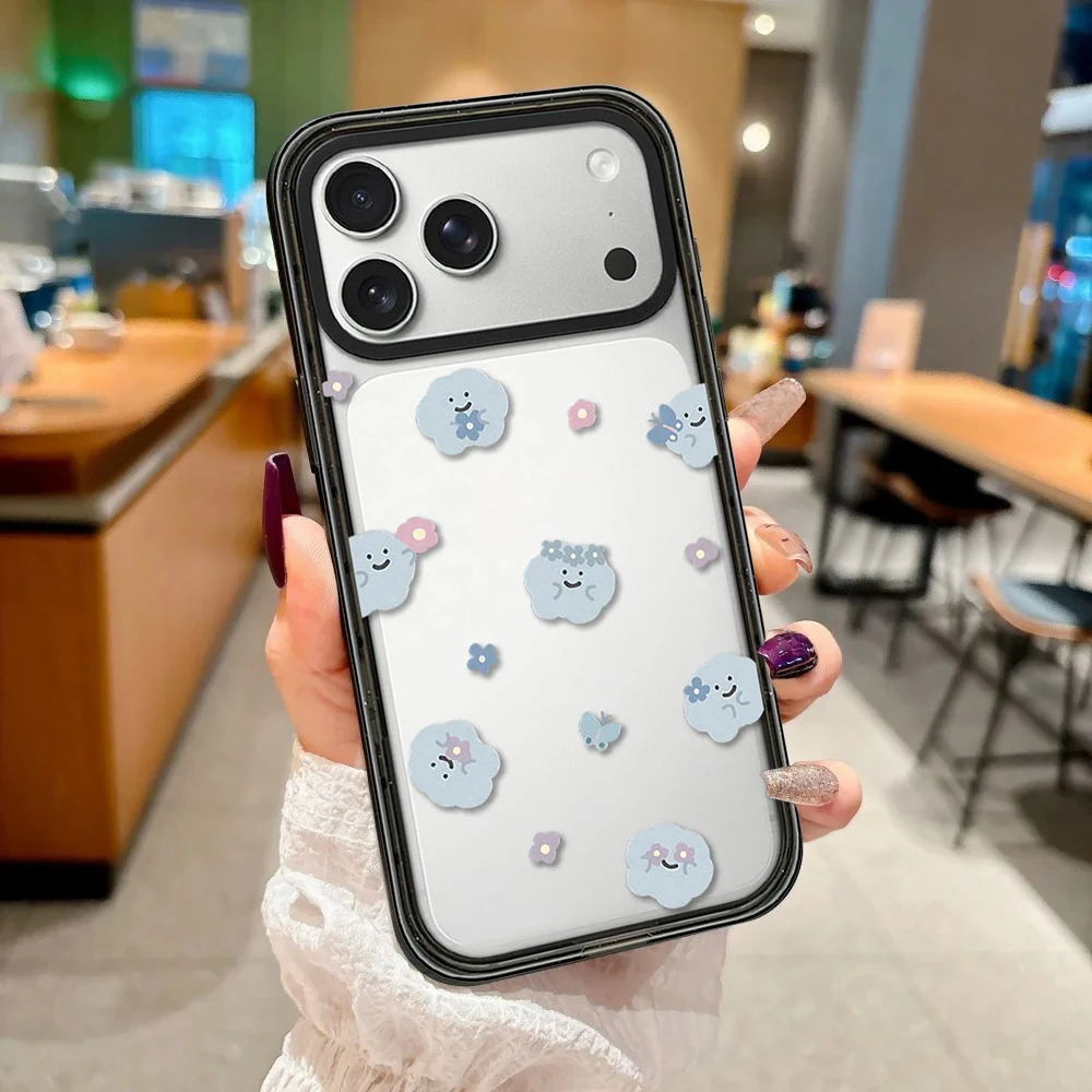 Cute Cartoon Clouds Impact Black Magnetic Phone Case Cover for IPhone 12 13 14 15 16 17 18 Pro Max Case
