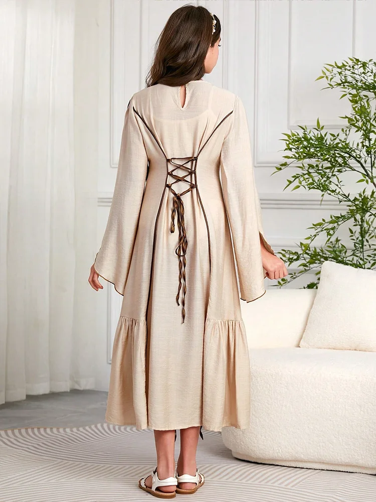 أزياء المغرب مسلم أطفال بنات التطريز فستان ماكسي رداء رمضان ملابس الأطفال الإسلامية العربية عباية تركيا حفلة دبي